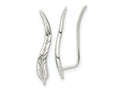 FJC Finejewelers 925 Sterling Silver Ear Climber Polished and Textured Wavy Leaf Dangle Earrings 23 x 4 mm