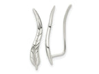 FJC Finejewelers 925 Sterling Silver Ear Climber Polished and Textured Wavy Leaf Dangle Earrings 23 x 4 mm