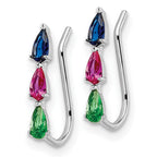 FJC Finejewelers 925 Sterling Silver  Polished Multi-color Pear CZ Ear Climber Earrings 13 x 2 mm