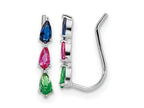 FJC Finejewelers 925 Sterling Silver  Polished Multi-color Pear CZ Ear Climber Earrings 13 x 2 mm