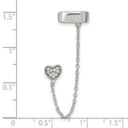 FJC Finejewelers 925 Sterling Silver Ear Climber  CZ Heart Individual Post with 2" Cuff Earring Ext. Chain