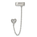 FJC Finejewelers 925 Sterling Silver Ear Climber  CZ Heart Individual Post with 2" Cuff Earring Ext. Chain