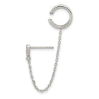 FJC Finejewelers 925 Sterling Silver Ear Climber  CZ Heart Individual Post with 2" Cuff Earring Ext. Chain