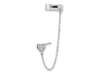 FJC Finejewelers 925 Sterling Silver Ear Climber  CZ Heart Individual Post with 2" Cuff Earring Ext. Chain