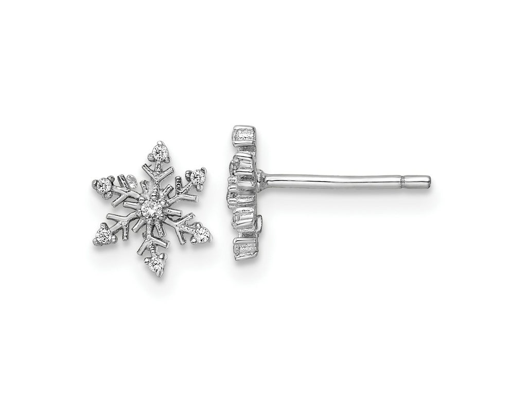 FJC Finejewelers 925 Sterling Silver Button Rhodium-plated Polished CZ Snowflake Earrings 7 mm x 6 mm