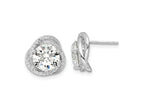 FJC Finejewelers 925 Sterling Silver Button Rhodium-plated Polished Round CZ Post Earrings 12 mm x 12 mm