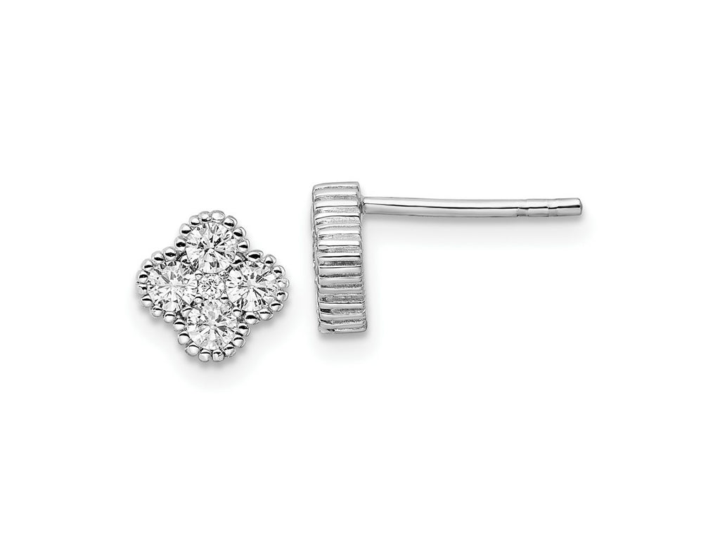 FJC Finejewelers 925 Sterling Silver Button Rhodium-plated CZ Post Earrings 7 mm x 7 mm