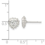 FJC Finejewelers 925 Sterling Silver Button Beaded Edge Heart CZ Post Earrings 8 mm