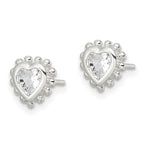 FJC Finejewelers 925 Sterling Silver Button Beaded Edge Heart CZ Post Earrings 8 mm