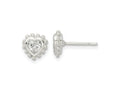 FJC Finejewelers 925 Sterling Silver Button Beaded Edge Heart CZ Post Earrings 8 mm