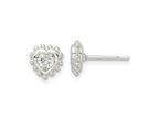 FJC Finejewelers 925 Sterling Silver Button Beaded Edge Heart CZ Post Earrings 8 mm
