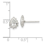 FJC Finejewelers 925 Sterling Silver Button Beaded Edge Pear CZ Post Earrings 8 mm x 6 mm