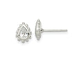 FJC Finejewelers 925 Sterling Silver Button Beaded Edge Pear CZ Post Earrings 8 mm x 6 mm
