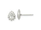 FJC Finejewelers 925 Sterling Silver Button Beaded Edge Pear CZ Post Earrings 8 mm x 6 mm