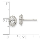 FJC Finejewelers 925 Sterling Silver Button Beaded Edge Oval CZ Post Earrings 8 mm x 6 mm