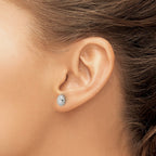 FJC Finejewelers 925 Sterling Silver Button Beaded Edge Oval CZ Post Earrings 8 mm x 6 mm