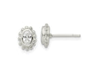 FJC Finejewelers 925 Sterling Silver Button Beaded Edge Oval CZ Post Earrings 8 mm x 6 mm