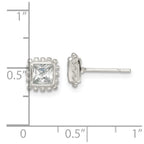 FJC Finejewelers 925 Sterling Silver Button Beaded Edge Square CZ Post Earrings 7 mm x 7 mm