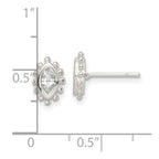 FJC Finejewelers 925 Sterling Silver Button Beaded Edge Marquise CZ Post Earrings 9 mm x 6 mm