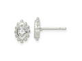 FJC Finejewelers 925 Sterling Silver Button Beaded Edge Marquise CZ Post Earrings 9 mm x 6 mm