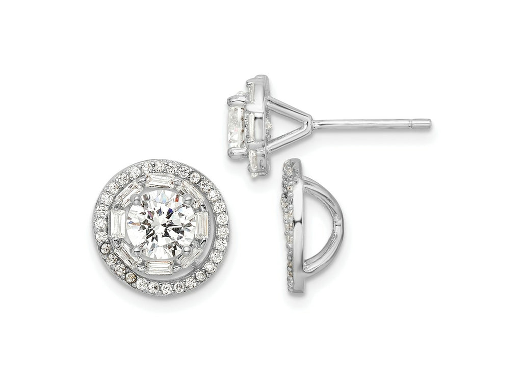FJC Finejewelers 925 Sterling Silver Button Polished CZ 6mm Stud Earrings with Jackets 12 mm x 12 mm