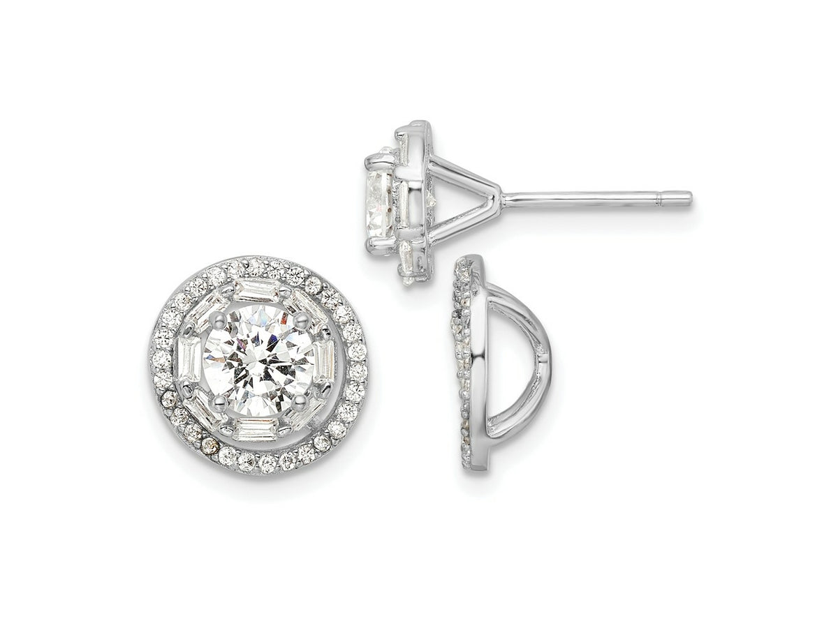 FJC Finejewelers 925 Sterling Silver Button Polished CZ 6mm Stud Earrings with Jackets 12 mm x 12 mm