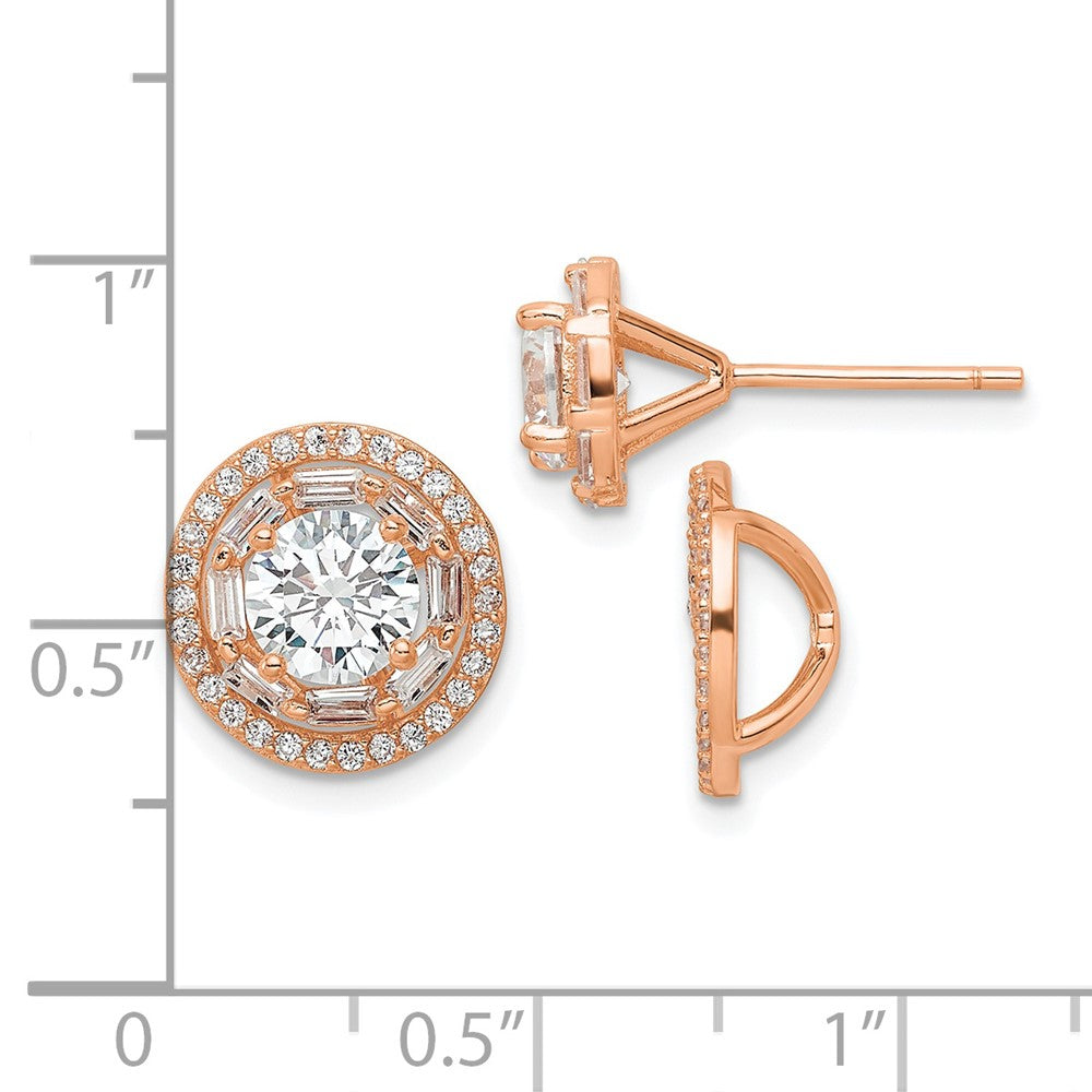 FJC Finejewelers 925 Sterling Silver Button Polished Rose-tone CZ 6mm Stud Earrings with Jackets 12 mm