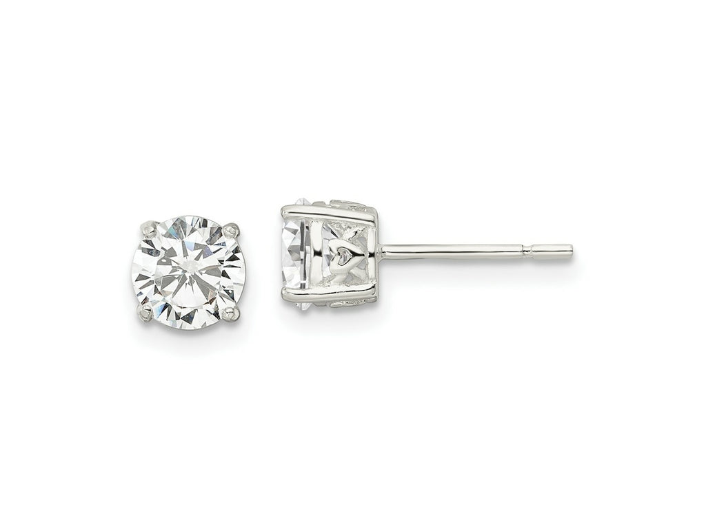 FJC Finejewelers 925 Sterling Silver Stud Polished CZ Circle Post Earrings 6 mm