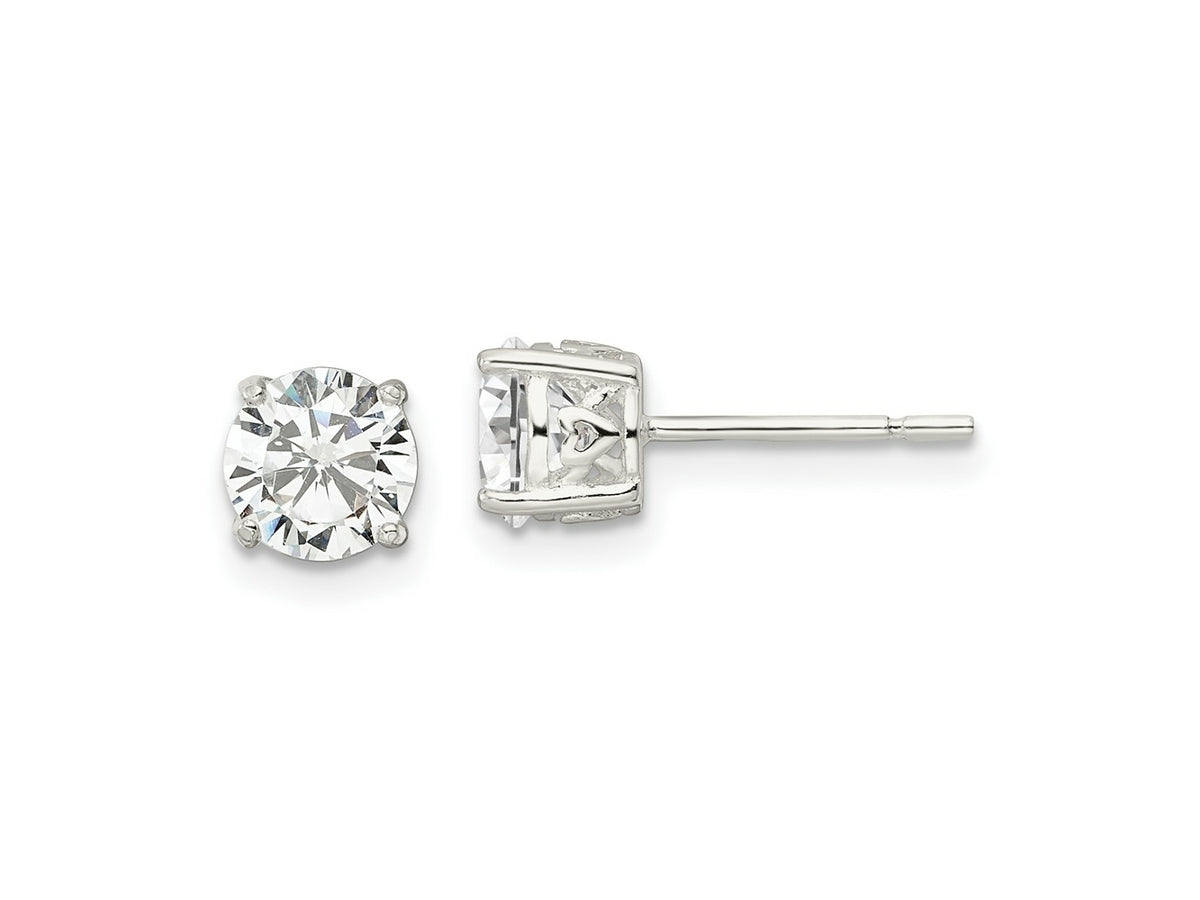 FJC Finejewelers 925 Sterling Silver Stud Polished CZ Circle Post Earrings 6 mm