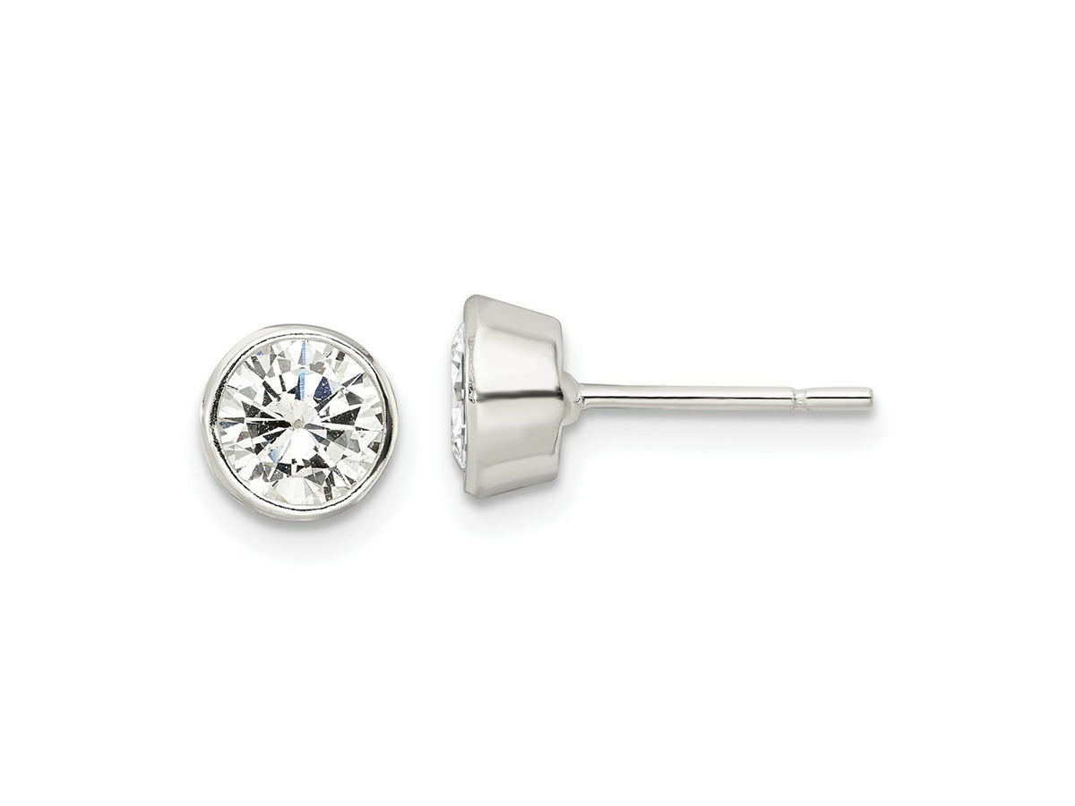 FJC Finejewelers 925 Sterling Silver Stud Polished CZ Circle Post Earrings 7 mm