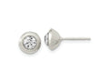 FJC Finejewelers 925 Sterling Silver Stud Polished Round Bezel CZ Post Earrings 7 mm