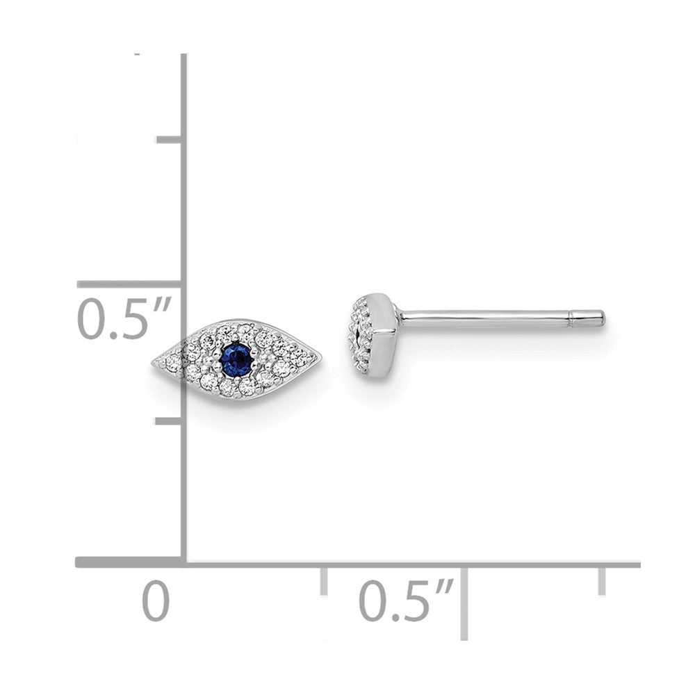 FJC Finejewelers 925 Sterling Silver Button Polished Blue and White CZ Eye Post Earrings 3 mm x 7 mm