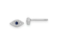 FJC Finejewelers 925 Sterling Silver Button Polished Blue and White CZ Eye Post Earrings 3 mm x 7 mm