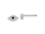 FJC Finejewelers 925 Sterling Silver Button Polished Blue and White CZ Eye Post Earrings 3 mm x 7 mm