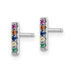 FJC Finejewelers 925 Sterling Silver Button Polished Multi-Color CZ Post Earrings 8 mm x 1 mm