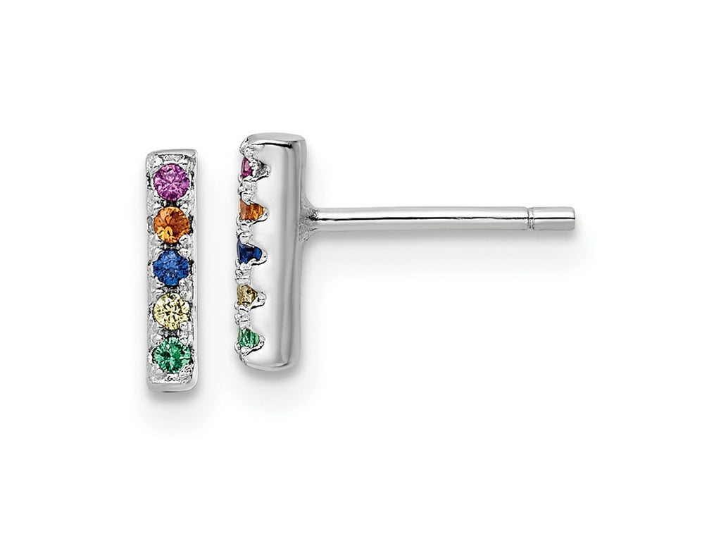 FJC Finejewelers 925 Sterling Silver Button Polished Multi-Color CZ Post Earrings 8 mm x 1 mm