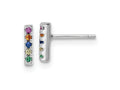 FJC Finejewelers 925 Sterling Silver Button Polished Multi-Color CZ Post Earrings 8 mm x 1 mm