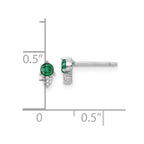 FJC Finejewelers 925 Sterling Silver Button Polished Green and White CZ Post Earrings 6 mm x 3 mm