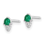 FJC Finejewelers 925 Sterling Silver Button Polished Green and White CZ Post Earrings 6 mm x 3 mm
