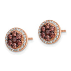 FJC Finejewelers 925 Sterling Silver Button Rose-tone Black Rhodium-plated CZ Fancy Post Earrings 9 mm
