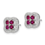 FJC Finejewelers 925 Sterling Silver Button  Created Ruby and CZ Clover Post Earrings 10 x 10 mm