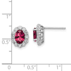 FJC Finejewelers 925 Sterling Silver Button Rhodium Plated Red and White CZ Oval Post Earrings 11 x 9 mm