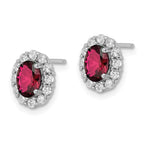FJC Finejewelers 925 Sterling Silver Button Rhodium Plated Red and White CZ Oval Post Earrings 11 x 9 mm