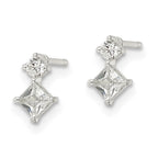 FJC Finejewelers 925 Sterling Silver Button Polished Two Square CZ Post Earrings 7 x 5 mm