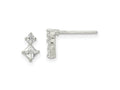 FJC Finejewelers 925 Sterling Silver Button Polished Two Square CZ Post Earrings 7 x 5 mm