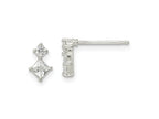 FJC Finejewelers 925 Sterling Silver Button Polished Two Square CZ Post Earrings 7 x 5 mm