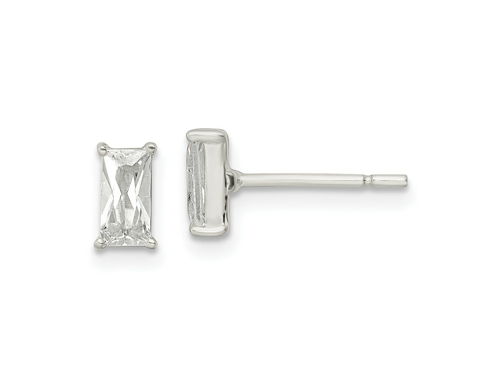 FJC Finejewelers 925 Sterling Silver Polished 6x Emerald-shape CZ Stud Earrings 6 x 3 mm