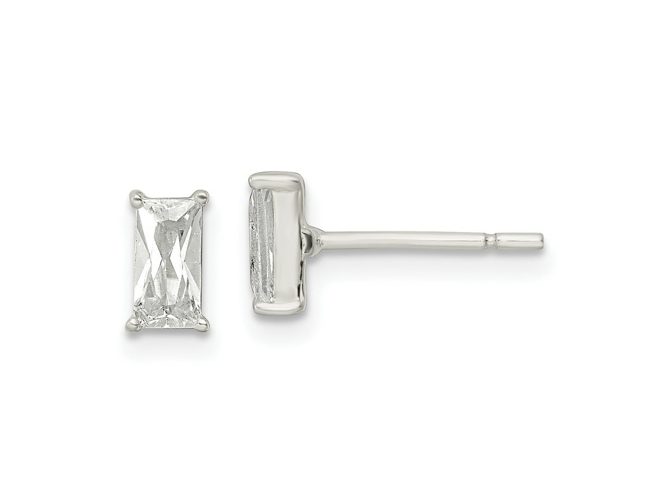 FJC Finejewelers 925 Sterling Silver Polished 6x Emerald-shape CZ Stud Earrings 6 x 3 mm
