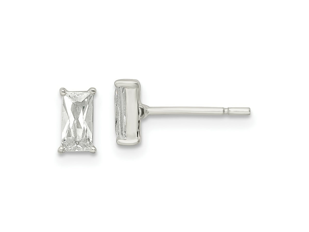 FJC Finejewelers 925 Sterling Silver Polished 6x Emerald-shape CZ Stud Earrings 6 x 3 mm
