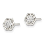 FJC Finejewelers 925 Sterling Silver Button Polished Floral CZ Post Earrings 7 x 6 mm